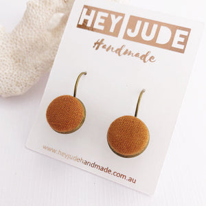 Small Bronze-Bezel Drop-Earring-Saffron Linen-Hey Jude Handmade