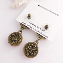 Load image into Gallery viewer, Reverse view of Hidden detail, Bronze drop earrings, Tree of Life carving
