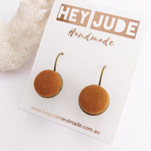 Load image into Gallery viewer, Small Bronze-Bezel Drop-Earring-Saffron Linen-Hey Jude Handmade