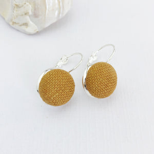 Small Silver Bezel Drop Earrings-Tikka linen coloured feature-Hey Jude Handmade
