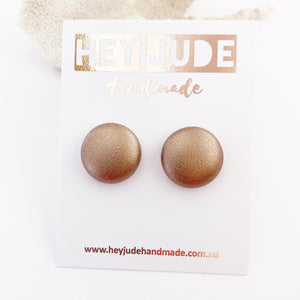 Medium Stud Earrings-Leatherette-Rose Copper-Hey Jude Handmade