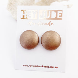 Large Stud Earrings-Leatherette-Rose Copper-Hey Jude Handmade