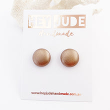 Load image into Gallery viewer, Small Stud Earrings-Leatherette-Rose Copper-Hey Jude Handmade