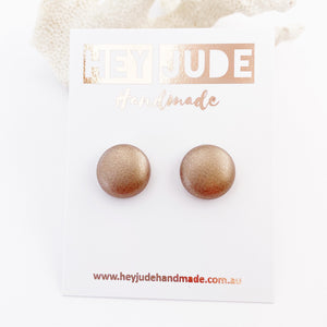 Small Stud Earrings-Leatherette-Rose Copper-Hey Jude Handmade